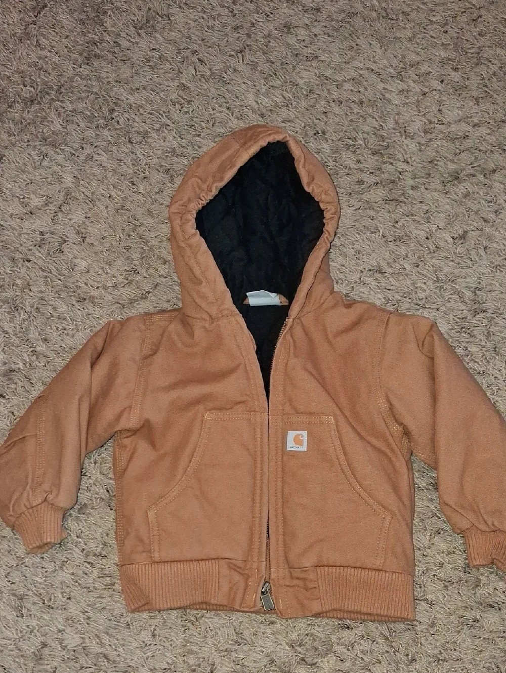 Carhartt Kids Hooded Zip Jacket in Carhartt Brown Winter Coat Warm Size 2T Boys